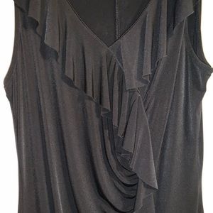 NWOT Autonomy Black dress in sz Med. Beautiful silhouette. Drapes, but fitted.